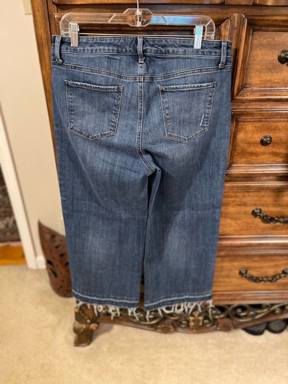 Talbots Dark Blue Wide Leg Deck Jeans with Frayed Hem - Picture 4 of 5